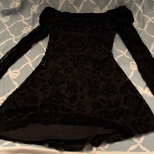 Black Floral Long Sleeve Dress